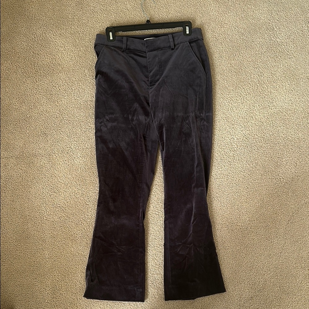 Frame Denim Dark Charcoal Gray Corduroy Flared Pants